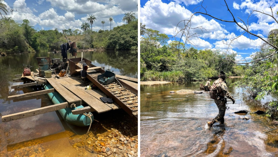 pf-e-orgaos-ambientais-desmontam-garimpo-ilegal-no-rio-aracuai,-em-minas-gerais