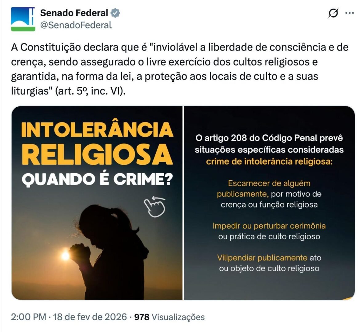 em-meio-a-crise-da-lata,-perfil-do-senado-faz-post-sobre-o-que-e-intolerancia-religiosa