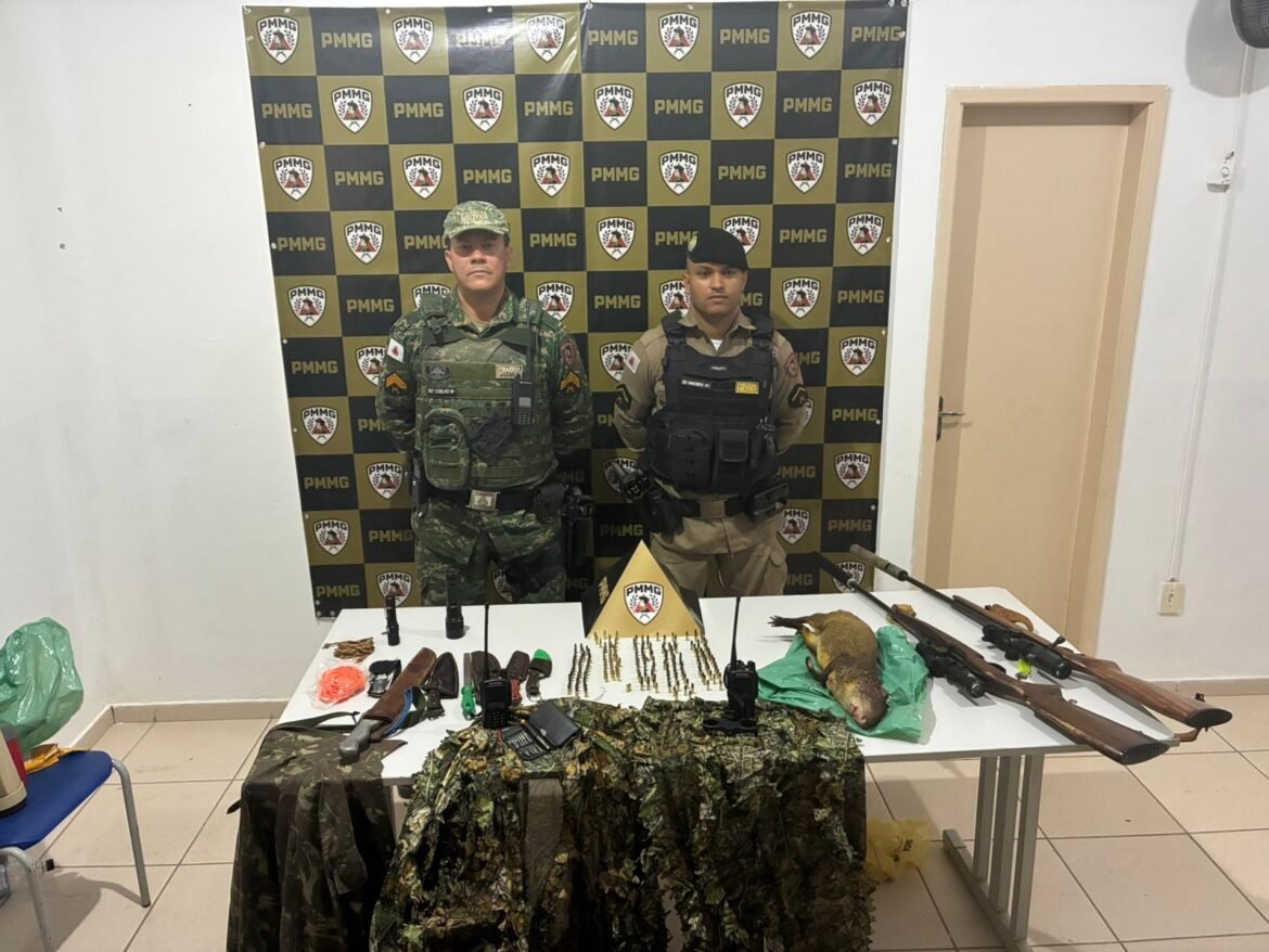 cacadores-sao-presos-com-paca-abatida,-armas-e-municoes-em-buritizeiro