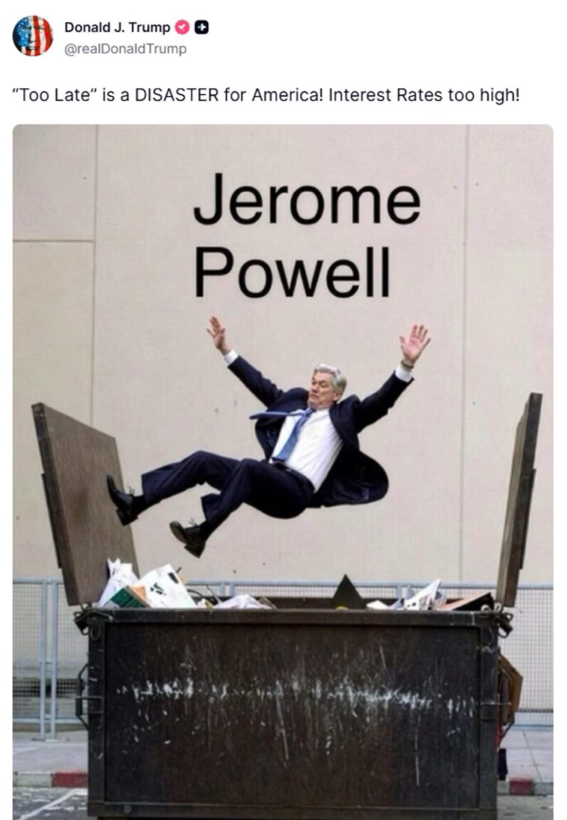 trump-publica-imagem-do-presidente-do-fed-sendo-jogado-no-lixo-|-g1