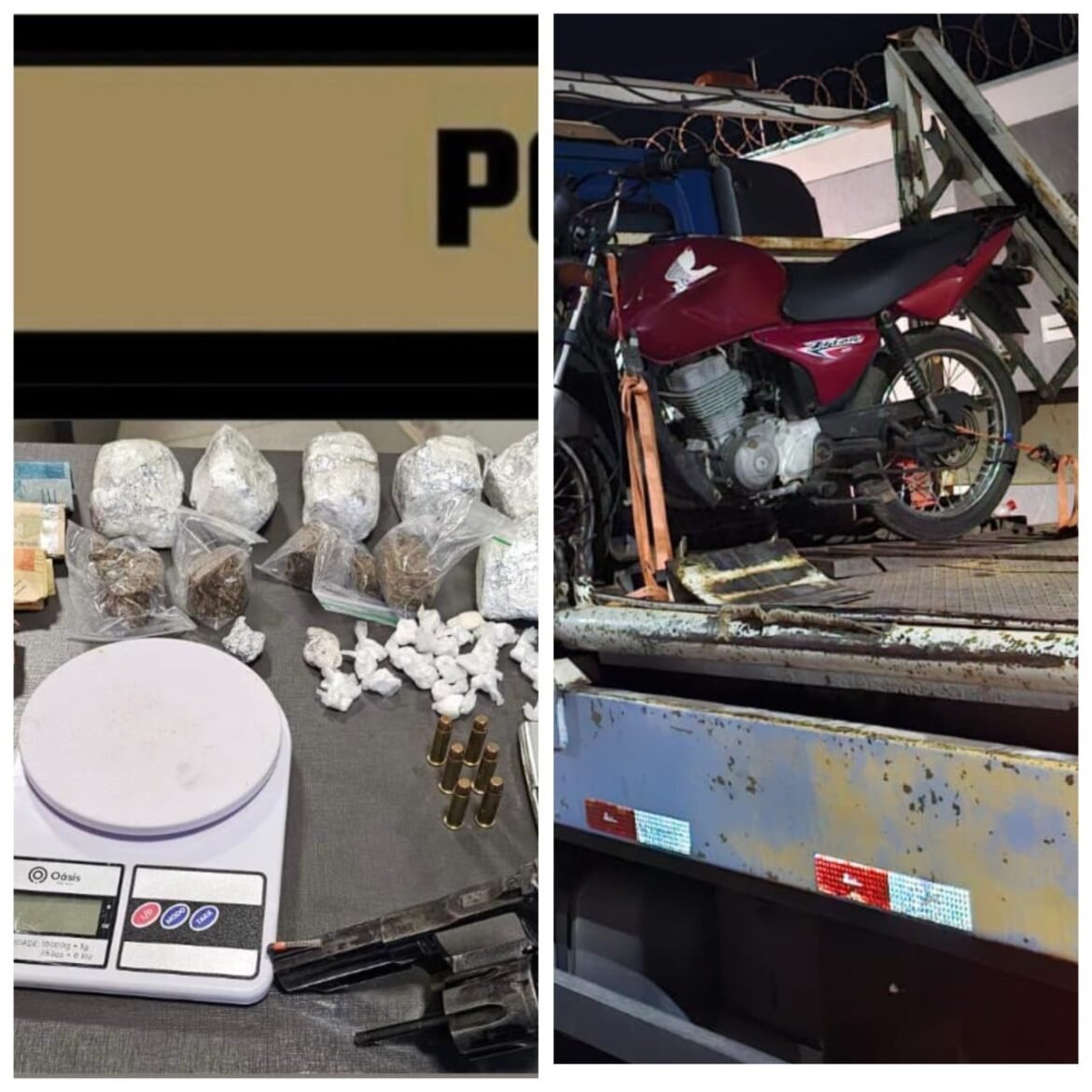 operacao-da-pm-apreende-drogas,-arma-e-moto-adulterada-no-bairro-carmelo,-em-montes-claros