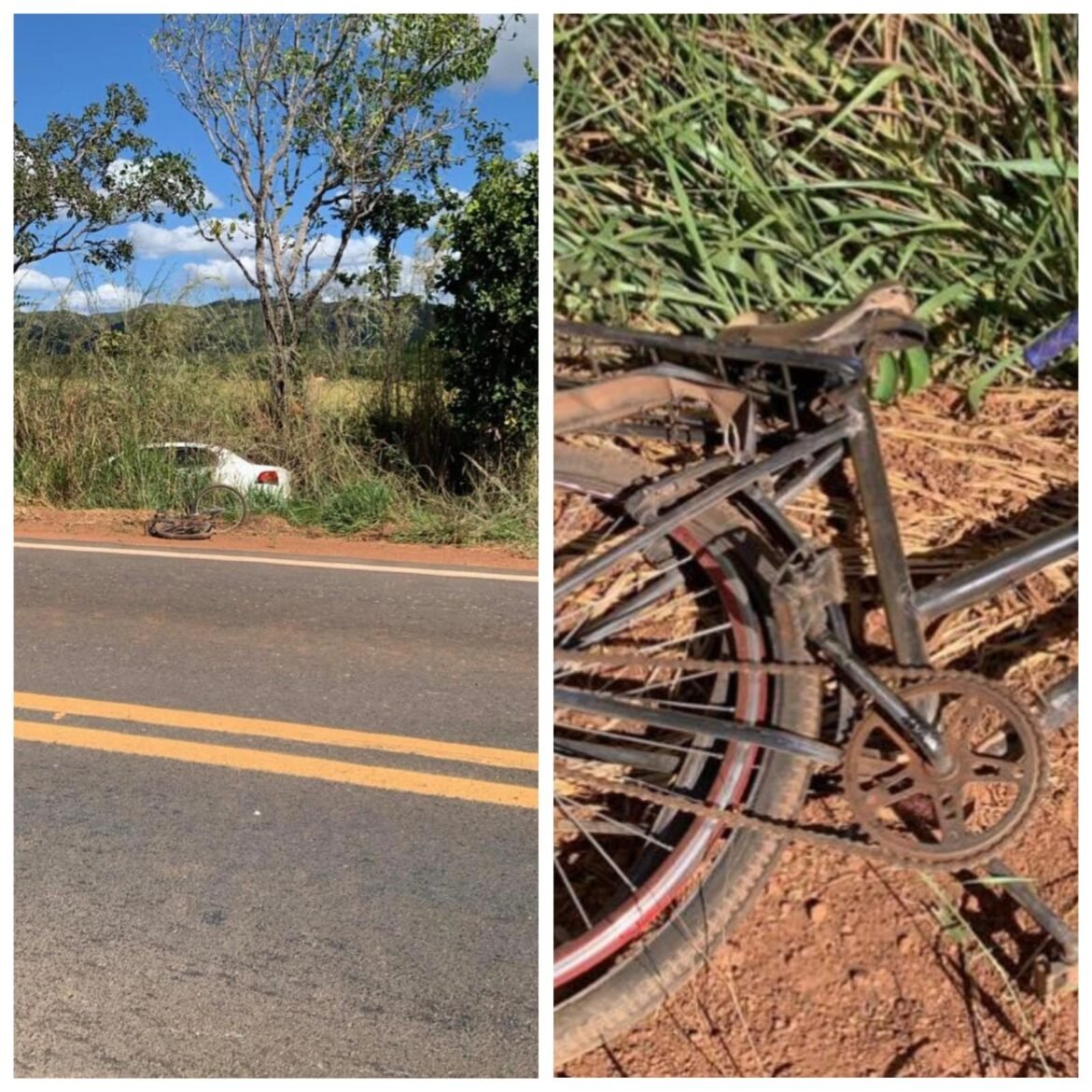 apos-atingir-idoso-de-bicicleta-na-mg-400,-motorista-perde-controle-da-direcao-e-carro-sai-da-pista