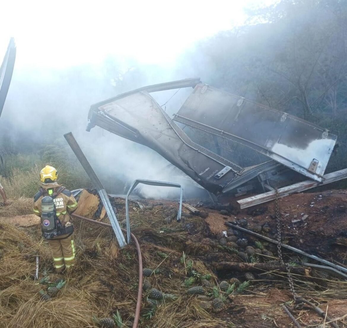 caminhao-carregado-com-nove-toneladas-de-abacaxi-pega-fogo-apos-acidente-na-br-251