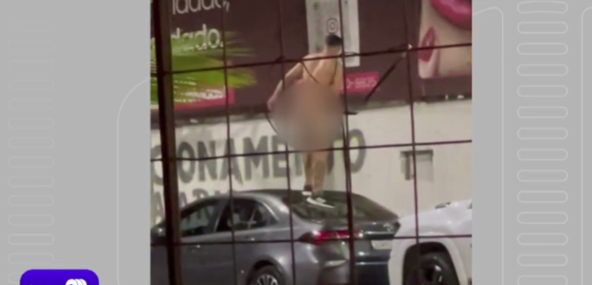 homem-nu-e-flagrado-danificando-carro-em-avenida-de-montes-claros;-video
