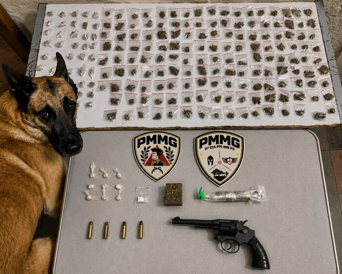 suspeito-de-trafico-tenta-escapar-pelo-telhado-ao-ver-a-pm,-mas-acaba-preso-com-drogas-e-arma-em-montes-claros