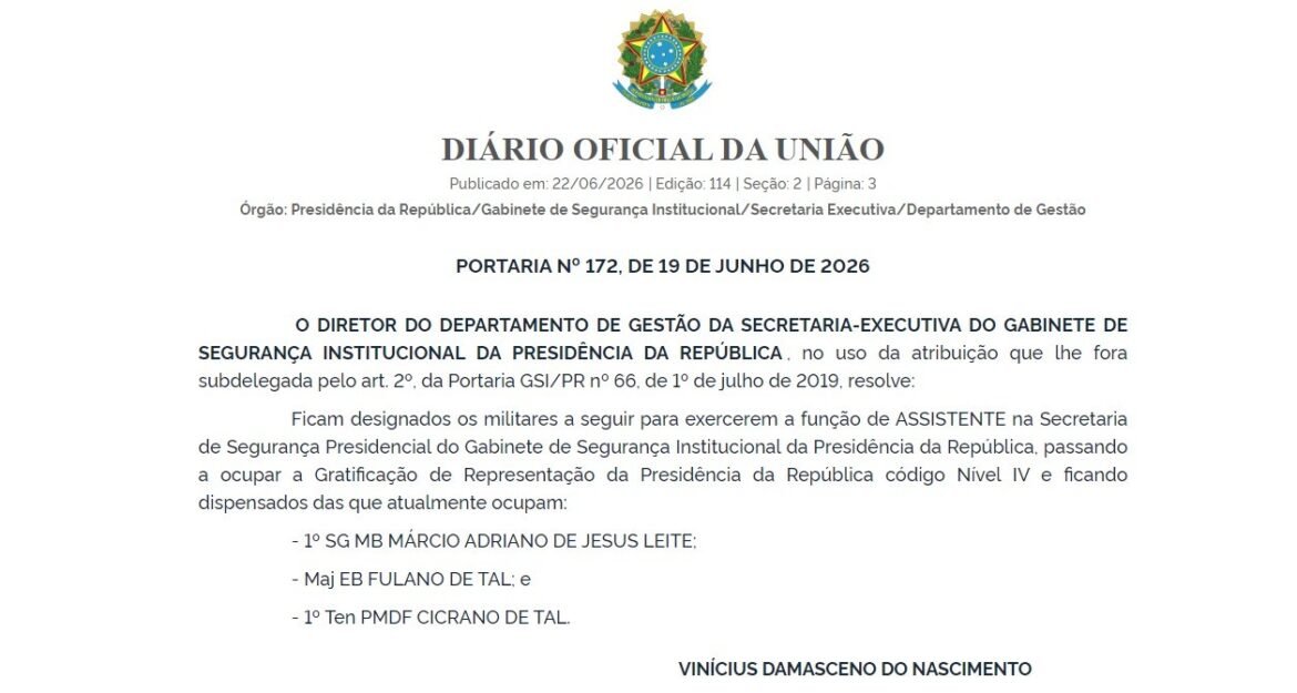 portaria-de-orgao-do-gsi-designa-major-‘fulano-de-tal’-e-tenente-‘cicrano-de-tal’-como-assistentes-na-seguranca-presidencial