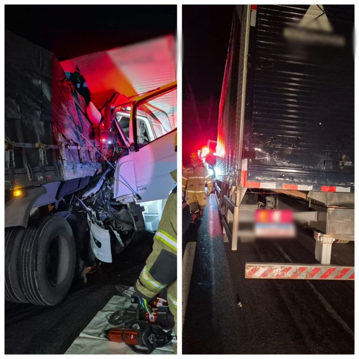 caminhao-carregado-com-moveis-bate-na-traseira-de-carreta-na-br-135-e-motorista-fica-preso-as-ferragens