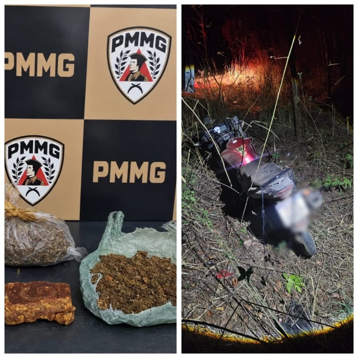 motociclista-e-preso-com-drogas-apos-fugir-da-pm-e-sofrer-acidente-na-lmg-628,-em-unai