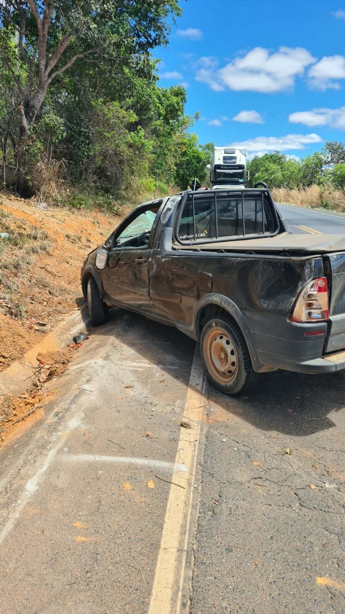 apos-falha-nos-freios,-idoso-tenta-evitar-batida,-capota-caminhonete-e-atinge-radar-na-mgc-135