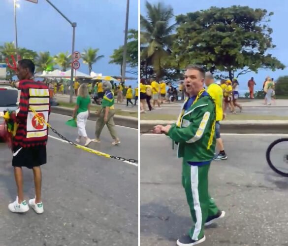 policia-vai-investigar-video-em-que-homem-negro-aparece-acorrentado-em-ato-de-apoio-a-flavio-bolsonaro
